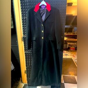 Ralph Lauren Purple Label Wool/Cashmere Black And Red Peacoat